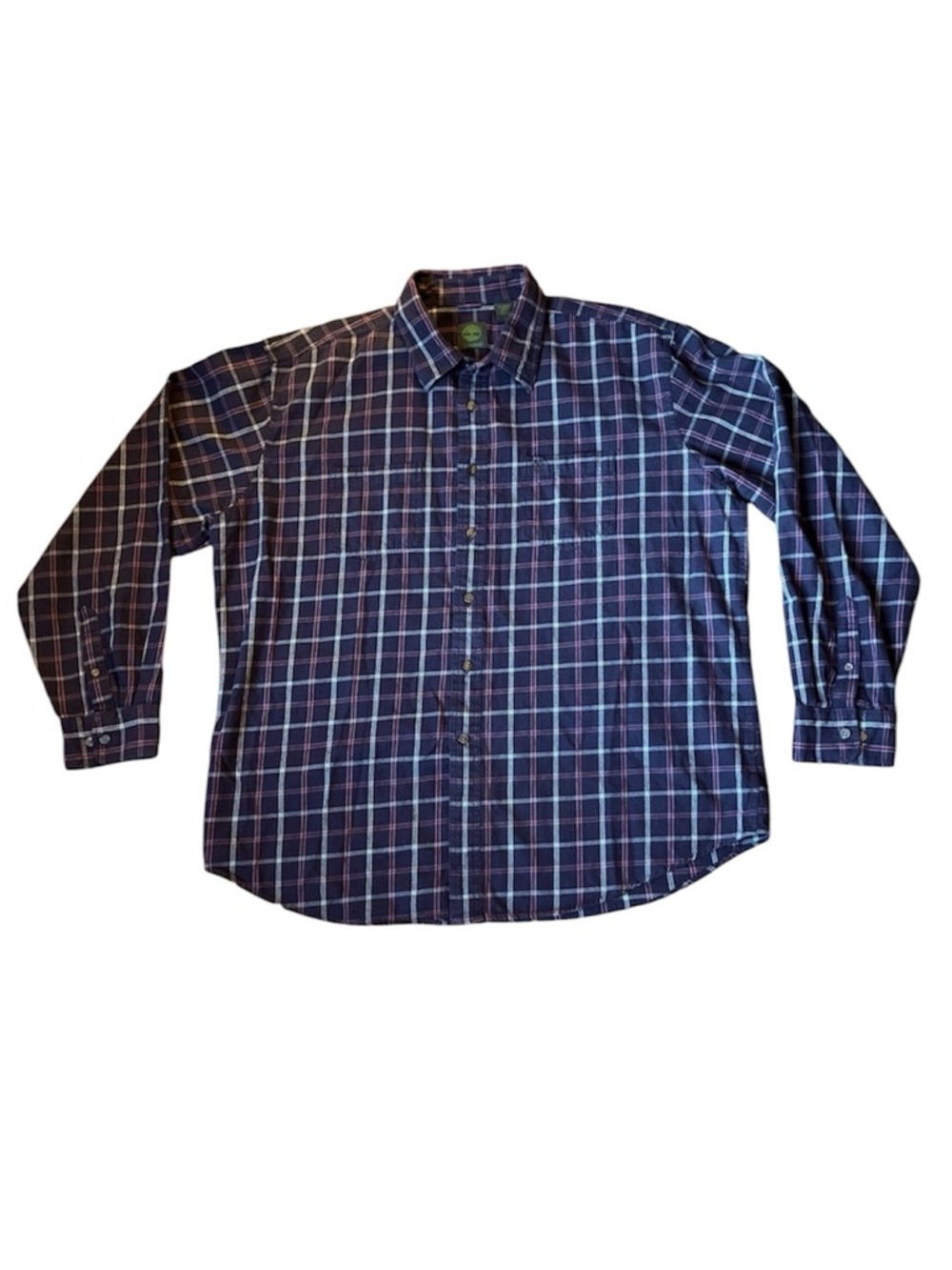 Timberland button up shirt flannel brown plaid XL grunge casual cabincore